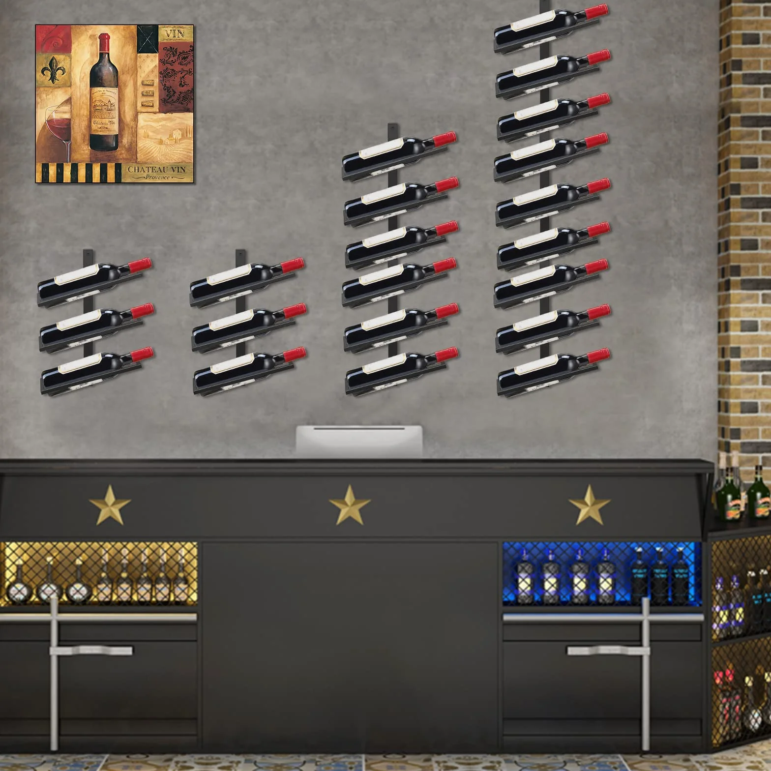 Stojak na wino metalowy czarny do domu kuchni baru