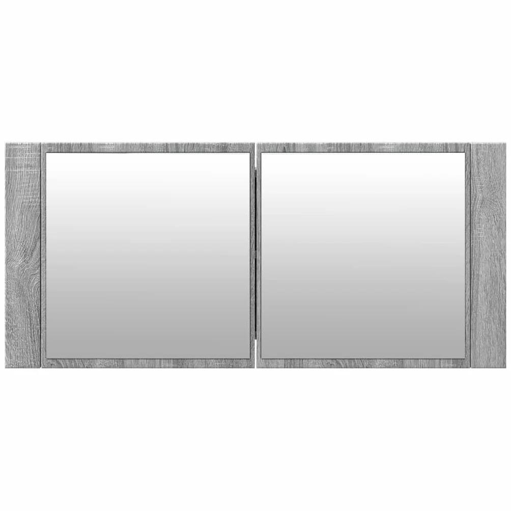 Szafki i przechowywanie – szafka łazienkowa LED z lustrem szara Sonoma 100 x 12 x 45 cm