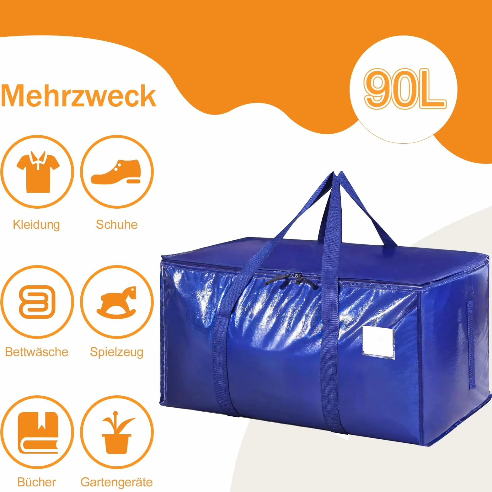 Dntorx Duża torba do przechowywania z pokrywką, 6 sztuk, 90 l, składane kartony do przeprowadzki, duże pudełka do przeprowadzki, z zamkiem błyskawicznym, do przechowywania ubrań, na kemping, pościel