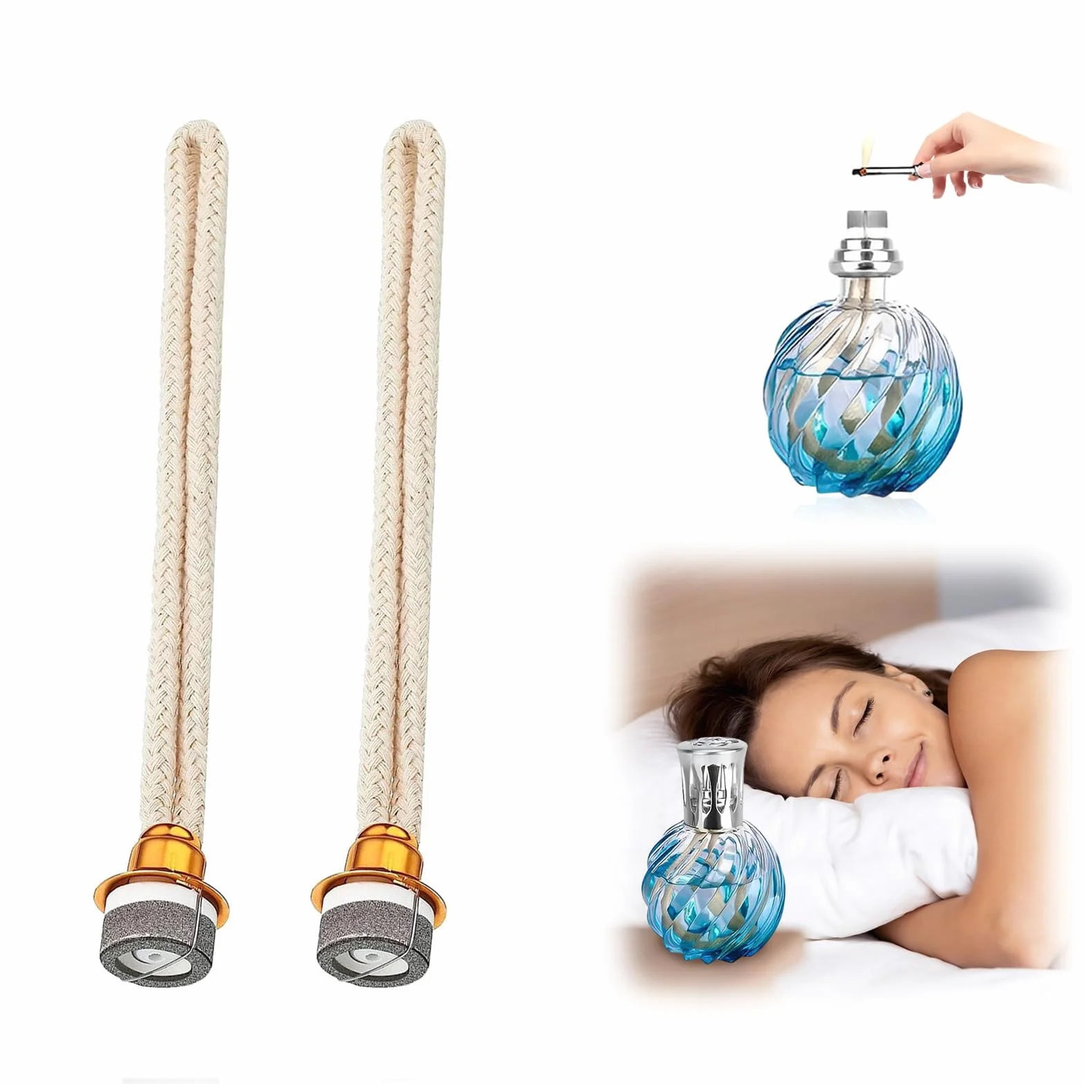 Zestaw 2 knot do lampy Berger, zamiennik do lamp olejowych, katalityczna lampa zapachowa, knot do dyfuzora aromaterapii, ulepszenie powietrza w pomieszczeniu, akcesoria do dekoracji pomieszczeń