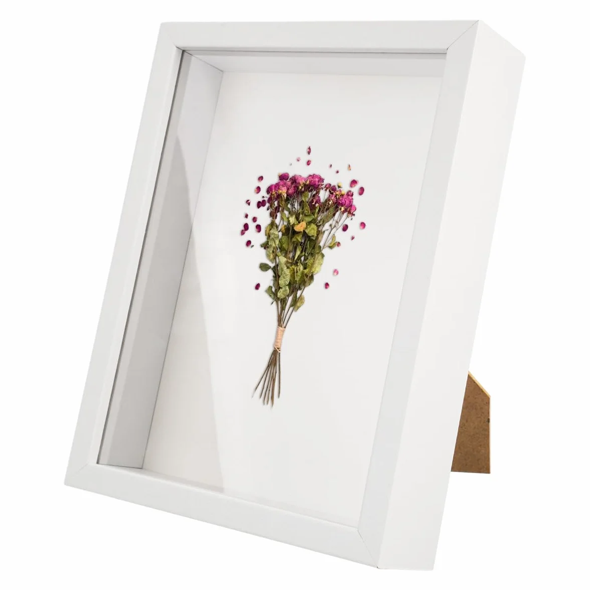 EXIN DECHEN Ramka 3D na zdjęcia, biała, 15 x 20 cm, do wypełnienia, kwadratowa, głęboka drewniana do 3 cm, ramka 3D na przedmioty, kwiaty, bukiet ślubny lub pamiątki
