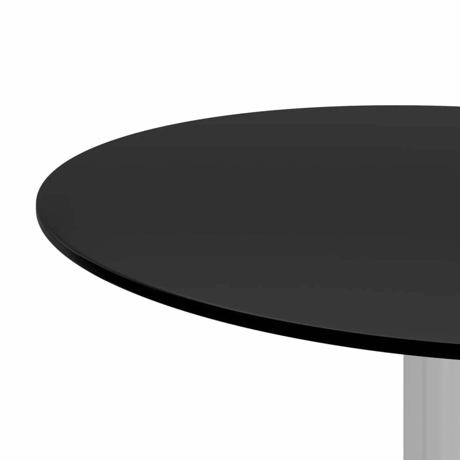 Stolik kawowy, czarny, średnica 40 cm, szkło hartowane z aluminiową ramą – stolik pomocniczy, stolik kawowy i stolik pod telefon do salonu, salonu i biura