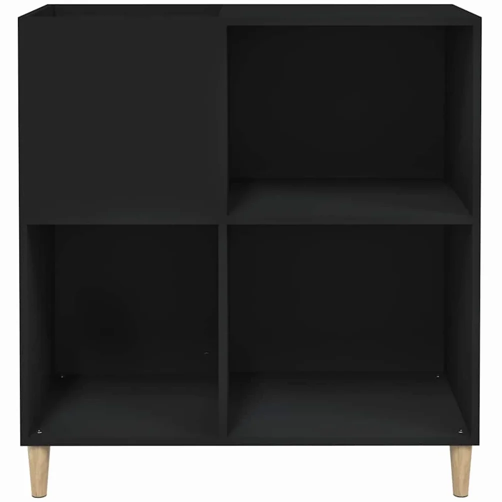 Czarna szafka panelowa, 84,5 x 38 x 89 cm, z materiału drewnopochodnego, uniwersalna szafka ze stabilną górną półką, na winyl, płyty LP, elektronikę, witrynę, salon, biuro, korytarz, duża