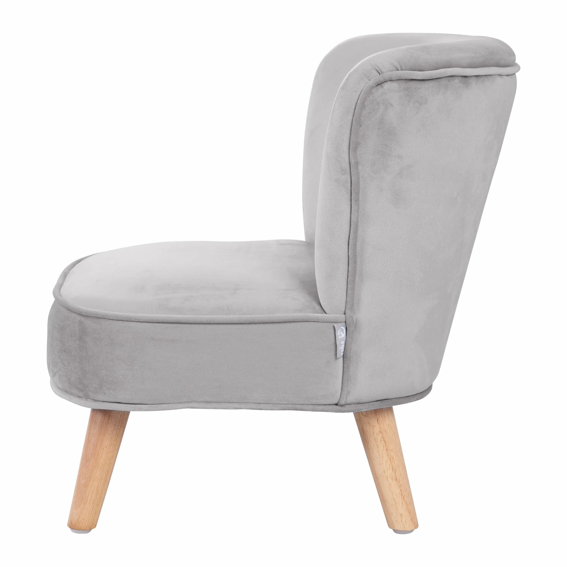roba Fotel dziecięcy Lil Sofa - Wygodny fotel dla dziewcząt i chłopców - Stabilne drewniane nogi - Do pokoju niemowlęcego i dziecięcego - Materiał z weluru - Szary