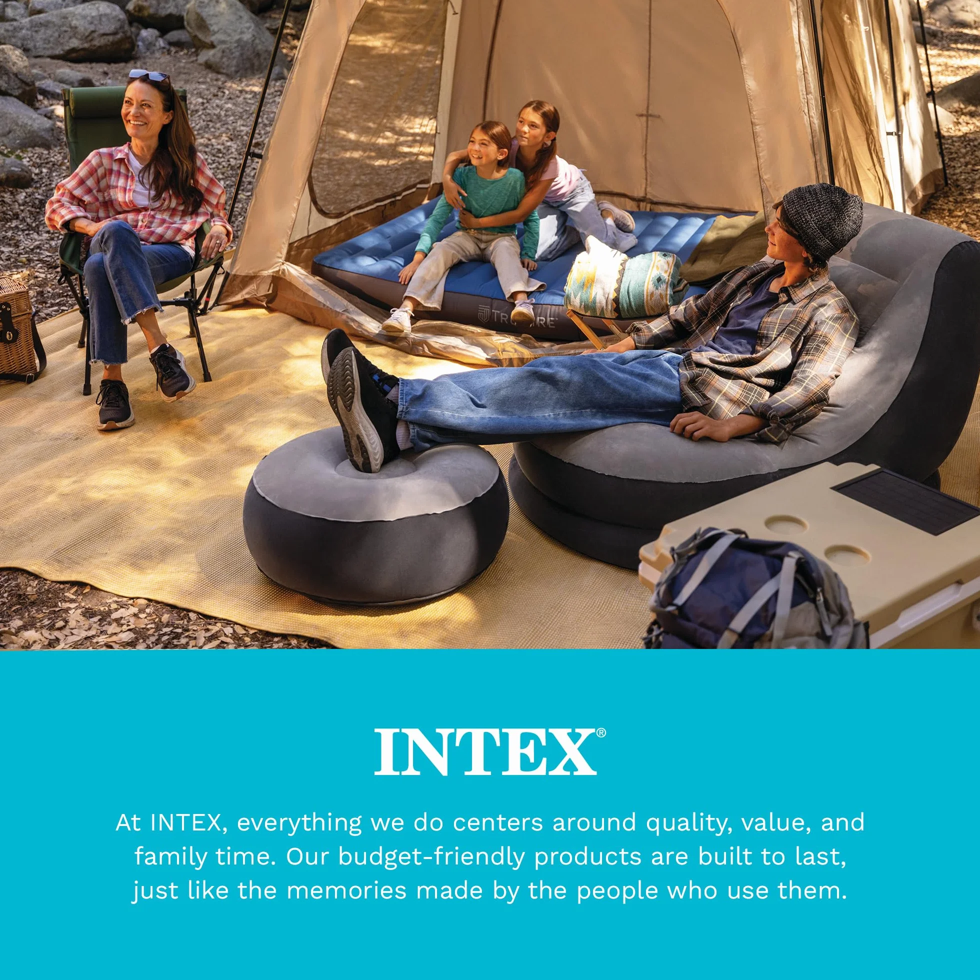 Intex Ultra Lounge Nadmuchiwane Meble Czarny Beżowy 102 x 137 x 79 cm