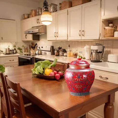 Chinoiserie niebieski słoik imbirowy - porcelanowy dekoracyjny słoik do przechowywania z pokrywką na herbatę suszone owoce płatki śniadaniowe - elegancki niebieski jezioro ceramiczny akcent do