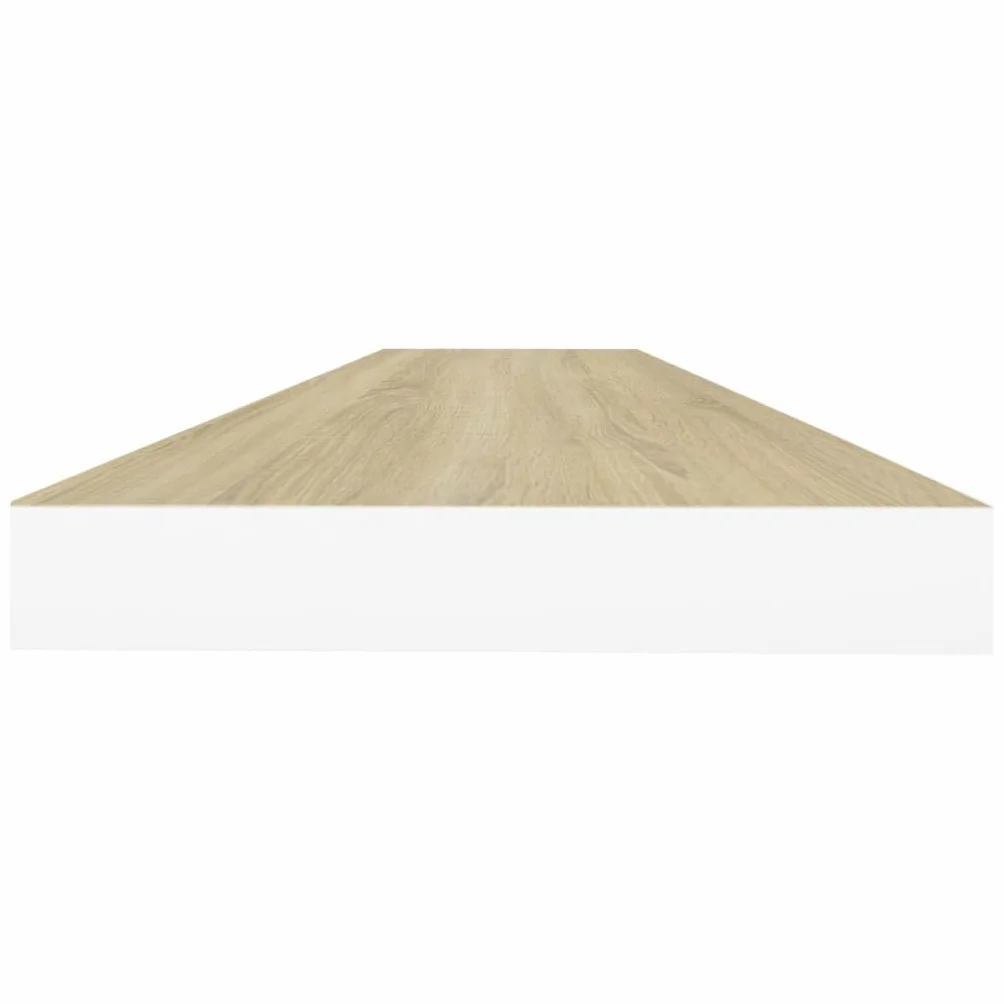 Regał wiszący o wyglądzie dębu i biały, 120 x 23,5 x 3,8 cm, płyta MDF, regał ścienny z niewidocznym uchwytem, na książki i artykuły dekoracyjne, obciążenie do 10 kg