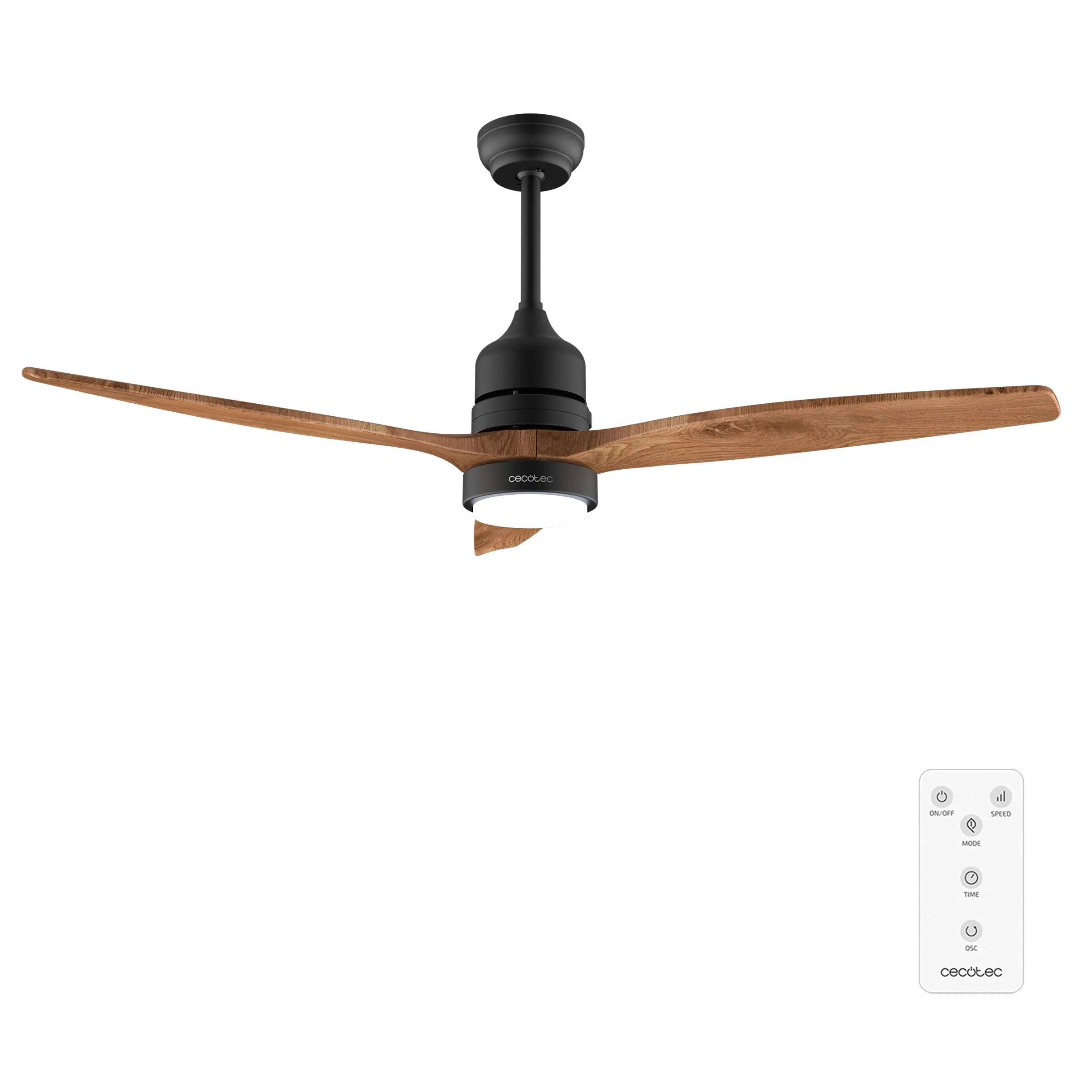 Cecotec - EnergySilence Aero 5275 DarkWood 40 W i 52" wentylator sufitowy, źródło światła, silnik prądu stałego, pilot, oświetlenie LED o podwójnej wysokości, timer, tryb zima-lato