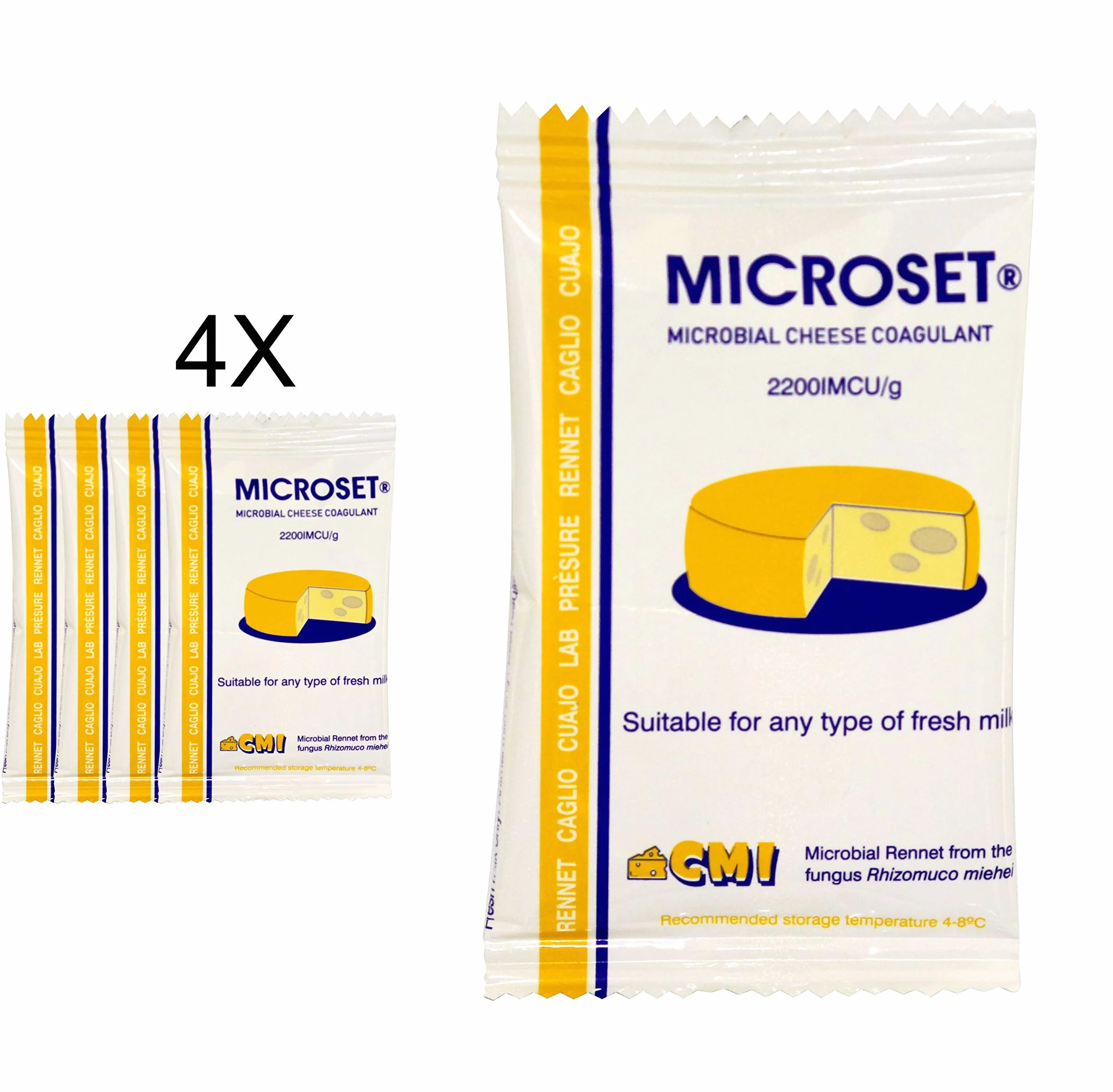 Mikrobial Rennet Mix sera koagulant mikroset 5 g saszetka na 50 l mleka | Cuajo Caglio Presüre Lab (4, 5 g)