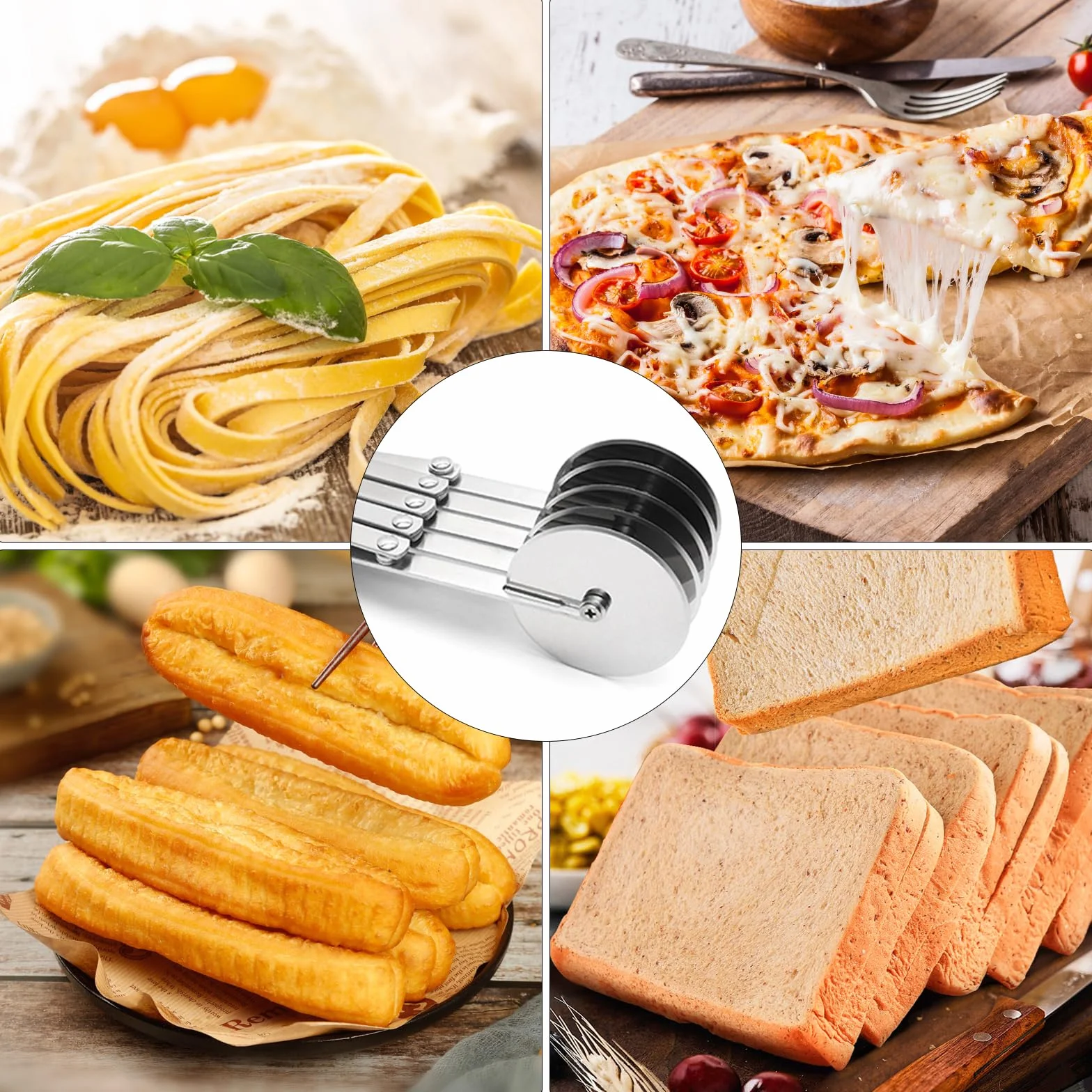 5 kółek nóż do pizzy ze stali nierdzewnej, 5 kółek