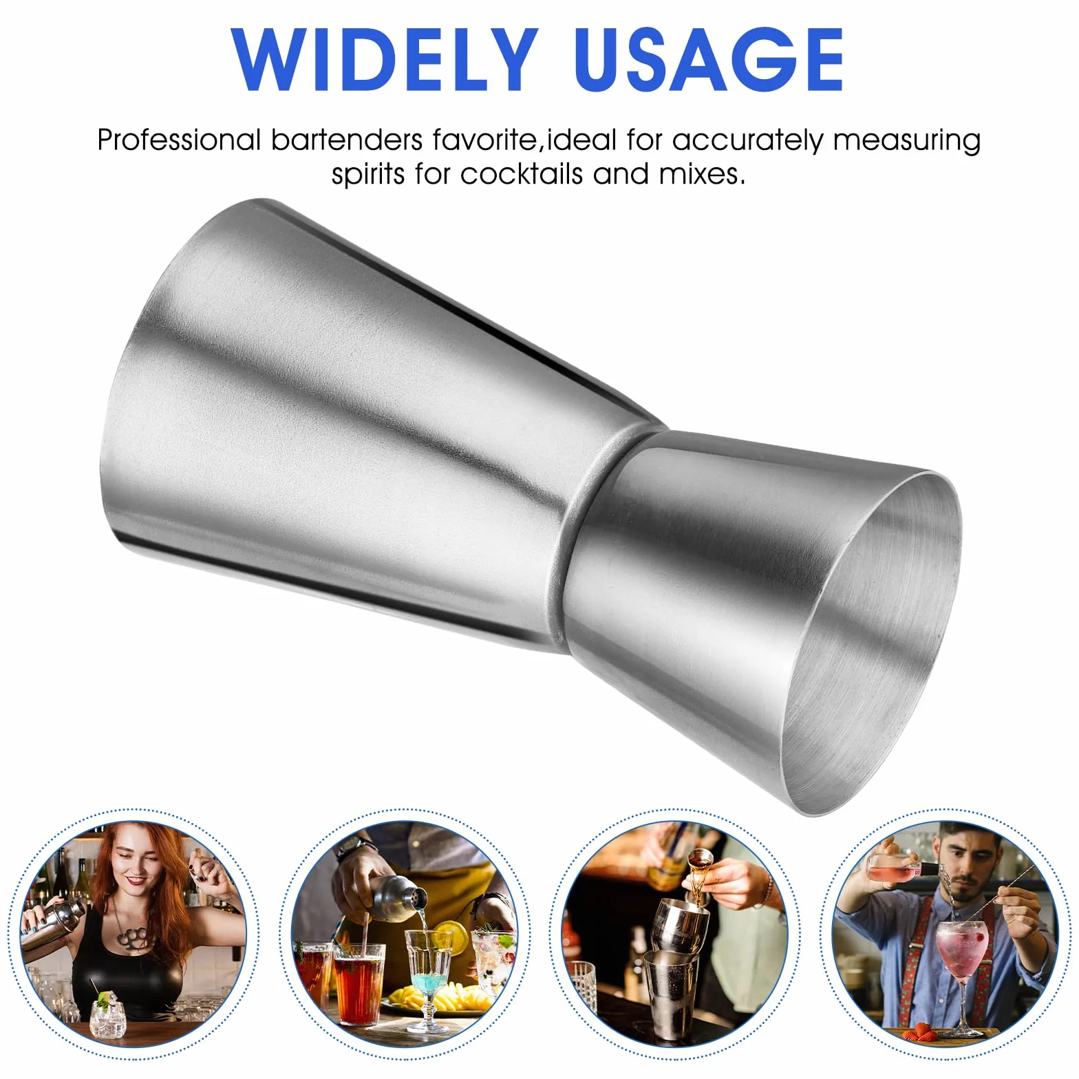 Abeillo Miarki do alkoholi 25/50ml i 15/30ml, stal nierdzewna Miarka do alkoholu Jigger Craft Podwójny kubek do odmierzania napojów Bar Party Wino Koktajl Drink Shaker
