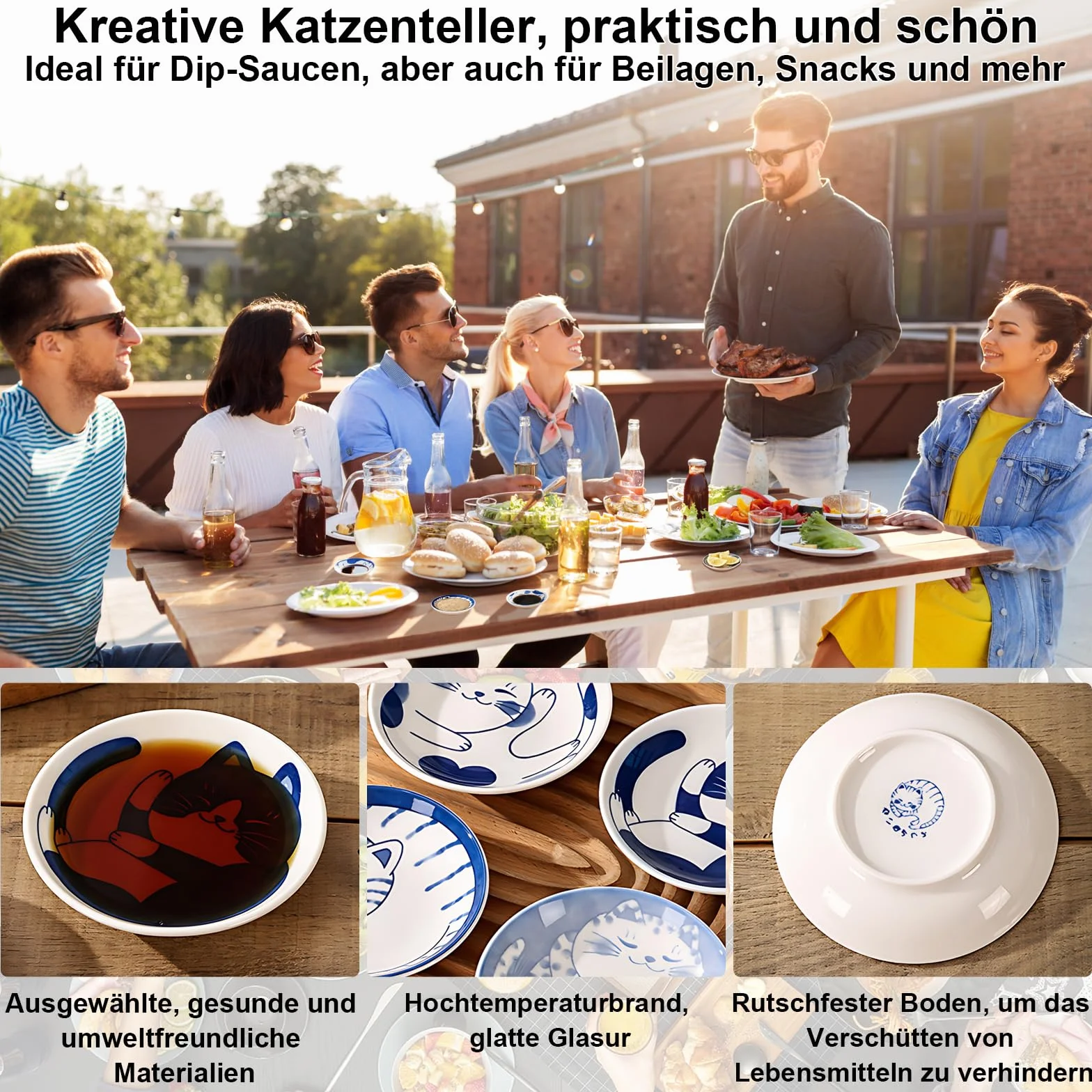 4 sztuki mini ceramiki, 10 cm, słodkie koty, sos sojowy, małe talerze ceramiczne z japońskim kotem, wspaniały prezent dla miłośników kotów, zestaw 4 wzorów
