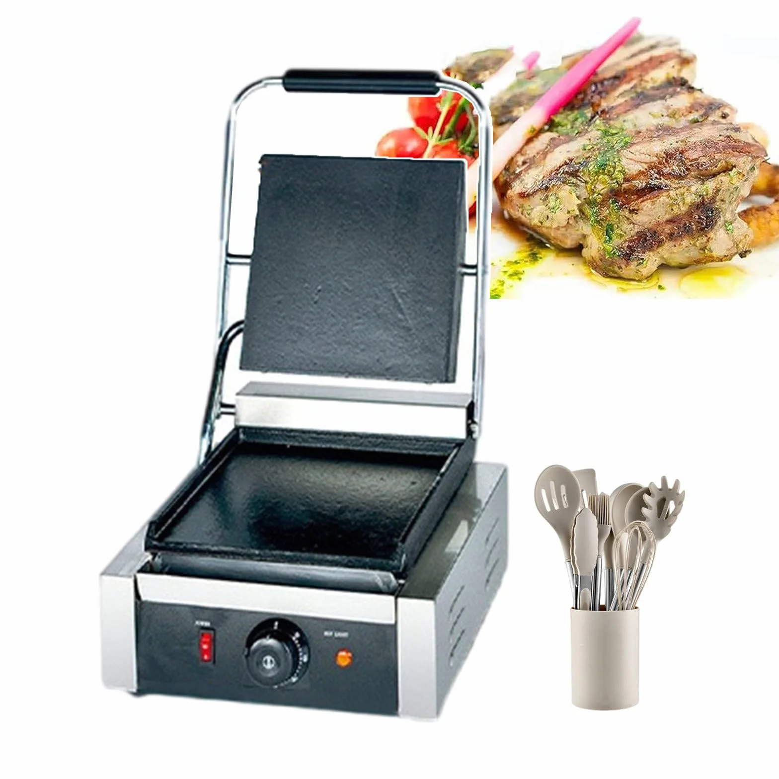 Elektryczny Grill Do Kanapek | Toster Do Kanapek Z Głębokim Wypełnieniem | Gofrownice Z Powłoką Zapobiegającą Przywieraniu I Prasy Do Chleba 1800 W / 2200 W | Stal Nierdzewna,1800W