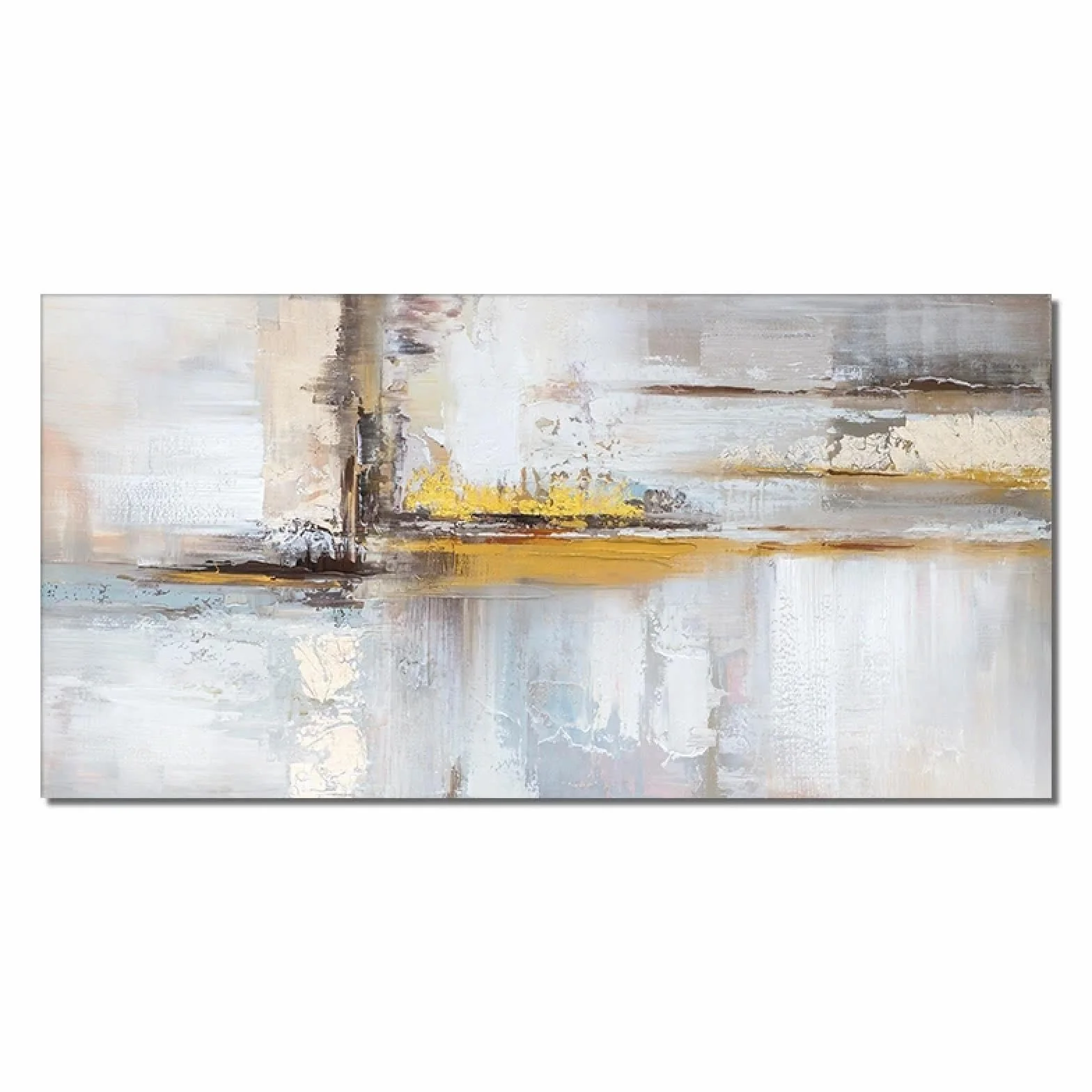 Abstrakcyjny obraz olejny ze złotą folią na płótnie 80 x 140 cm sztuka ścienna do salonu