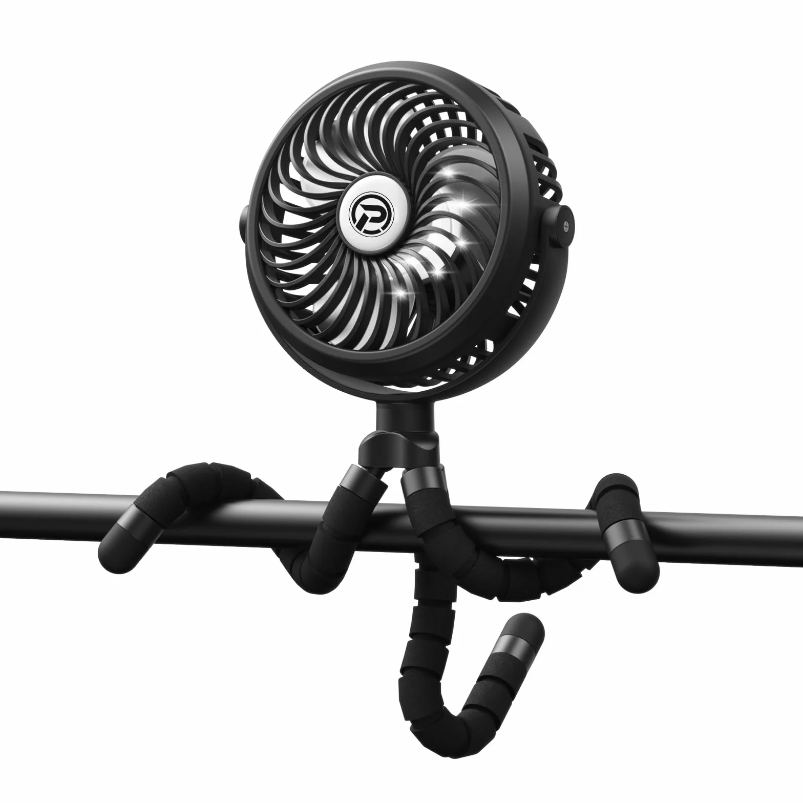 Mini Ventilador USB,2600mAh alimentado por batería oscilante 360° Girar 3 Velocidades para coche / cochecito / caminadora / camping / barbacoa / gimnasio