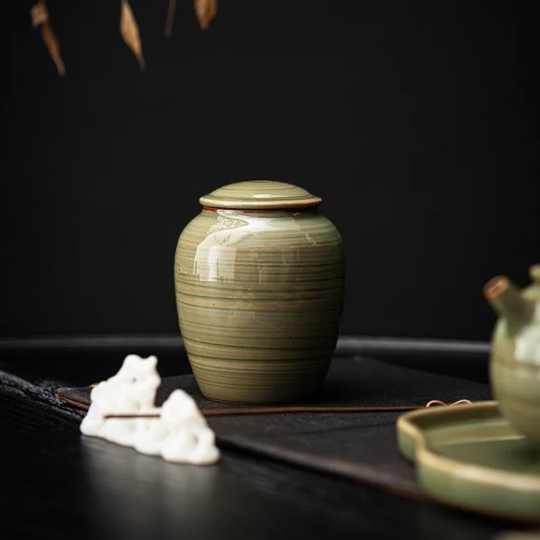 Pojemniki na herbatę sypką Ceramiczny pojemnik na herbatę Mini Awakening Przenośna, zamknięta, czarno-zielona próbka(D)