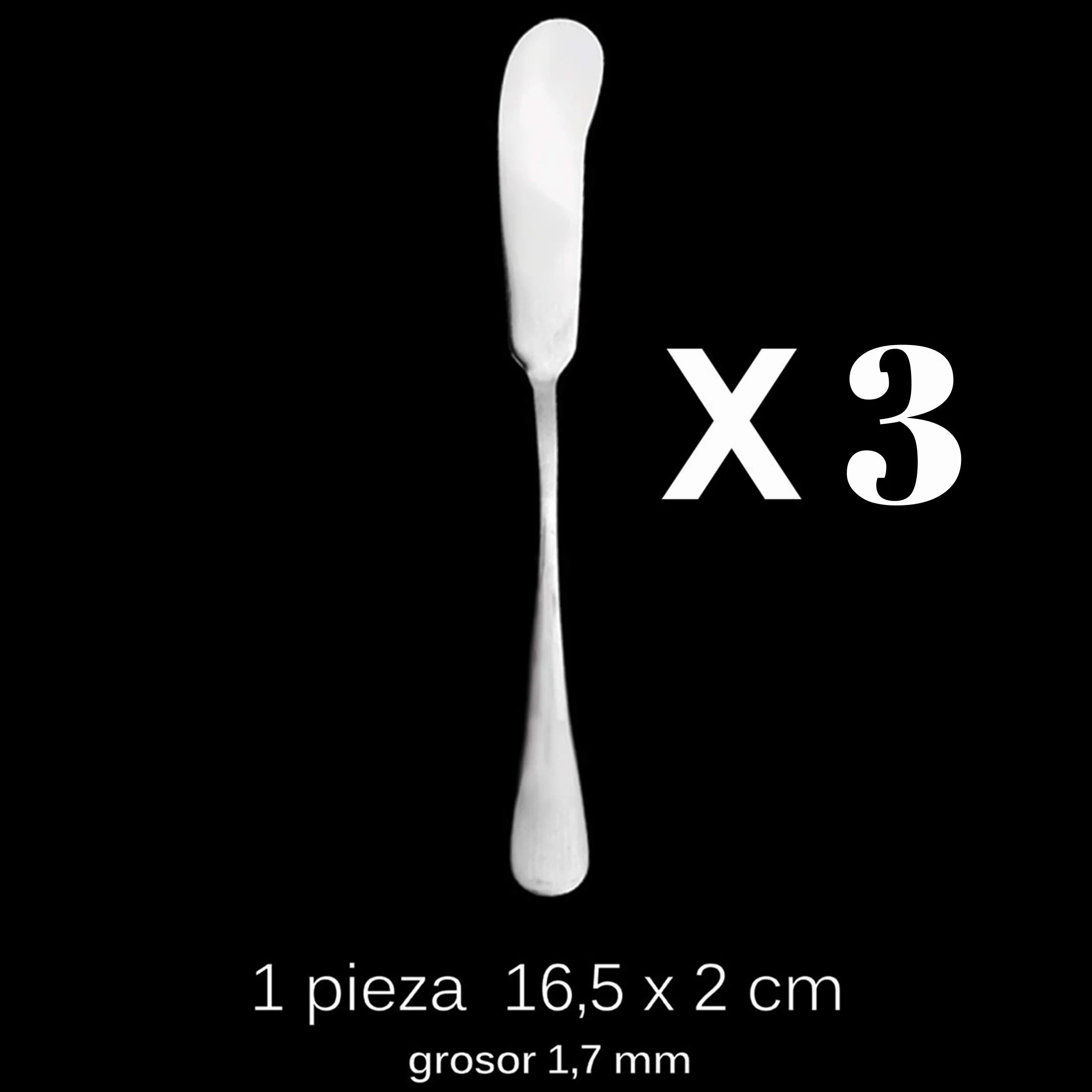 ETREXONLINE 3 noże do masła 16,5 x 2 cm, stal szlachetna 18/0, proste i eleganckie wzornictwo