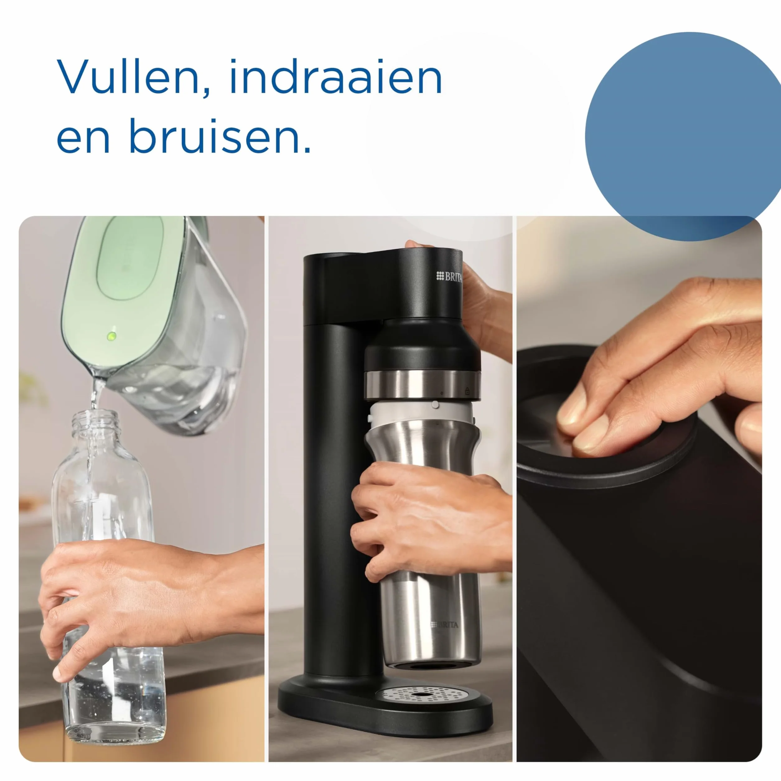 BRITA Szklana butelka do wody gazowanej SodaTrio (1l), opakowanie 2 butelek zamiennych - lekkie, eleganckie szklane butelki na wodę w opakowaniu duo/butelki wody gazowanej z polerowaną korkiem ze stali nierdzewnej