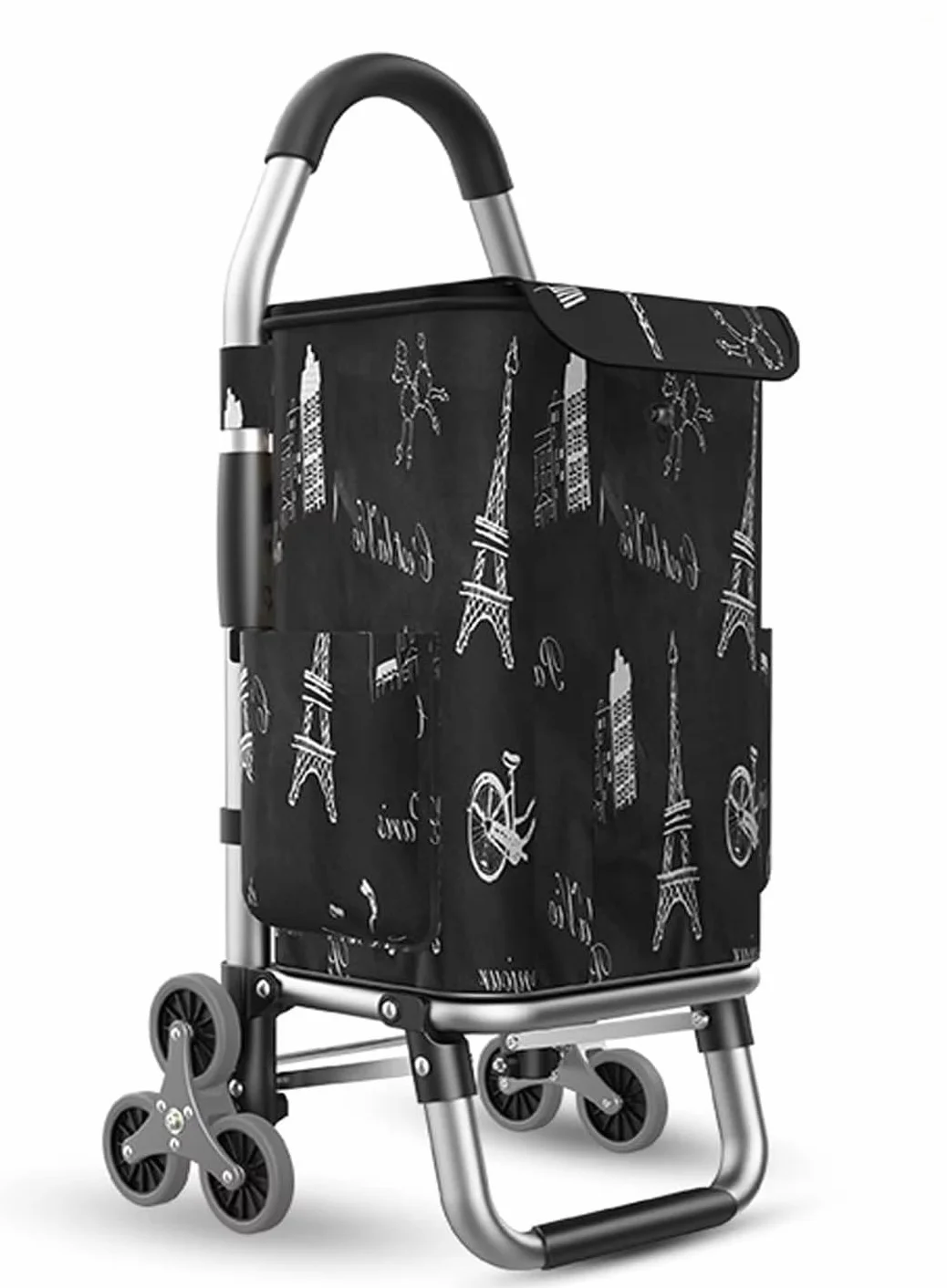 Wózek na zakupy na 6 kółkach - lekki aluminiowy składany wózek z odpinaną torbą Oxford na artykuły spożywcze łatwe przechowywanie i transport