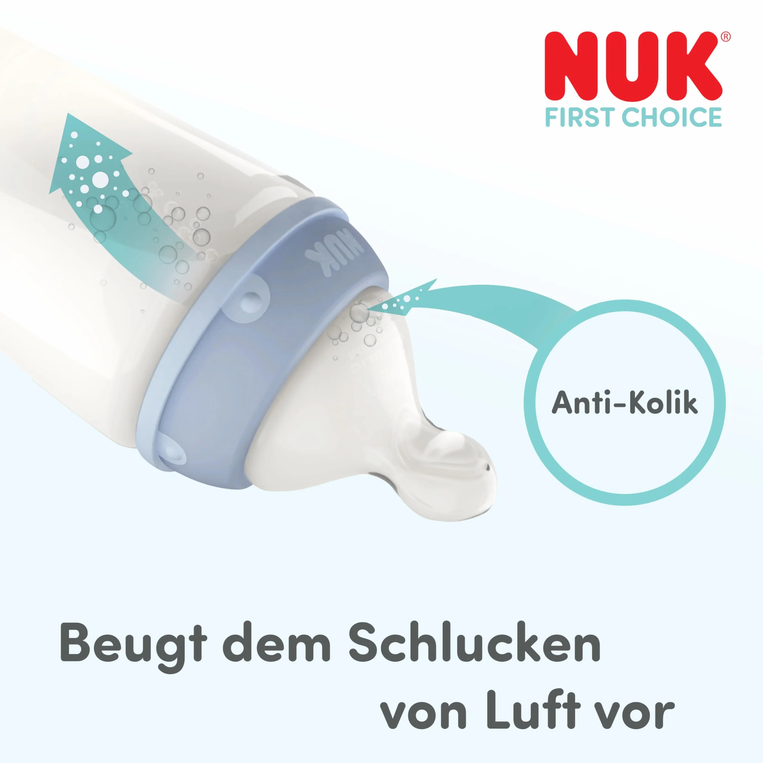 NUK First Choice Butelka dla niemowląt | 3+ miesiące | 300 ml | Butelka przeciwkolkowa | PP | Wskaźnik kontroli temperatury | Koala | 1 sztuka