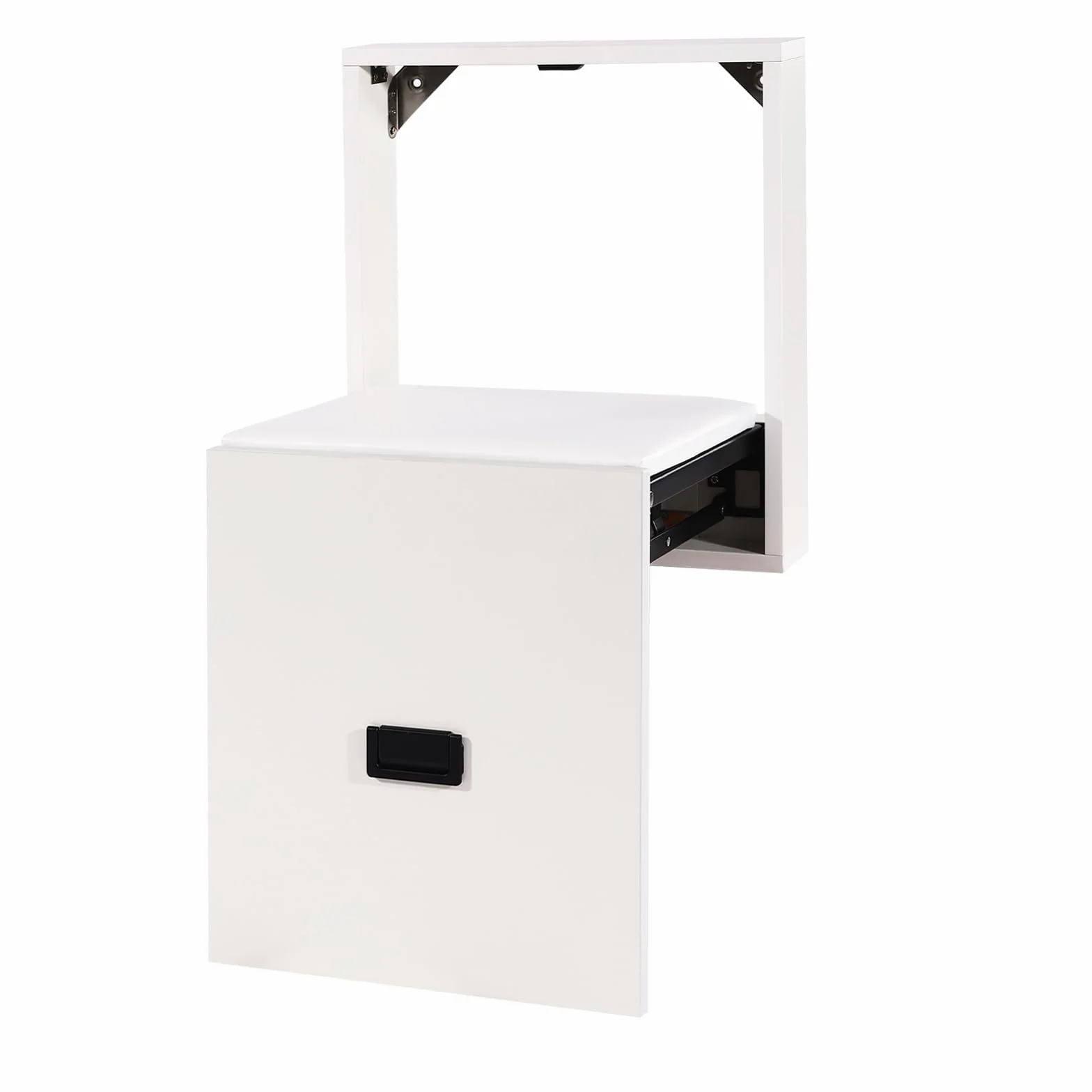Krzesło składane ścienne, 35,5 x 36,5 cm, składane siedzisko, ściana krzesło składane, obciążenie całkowite 150 kg, montowany na ścianie, składany taboret na buty (czysta biel)