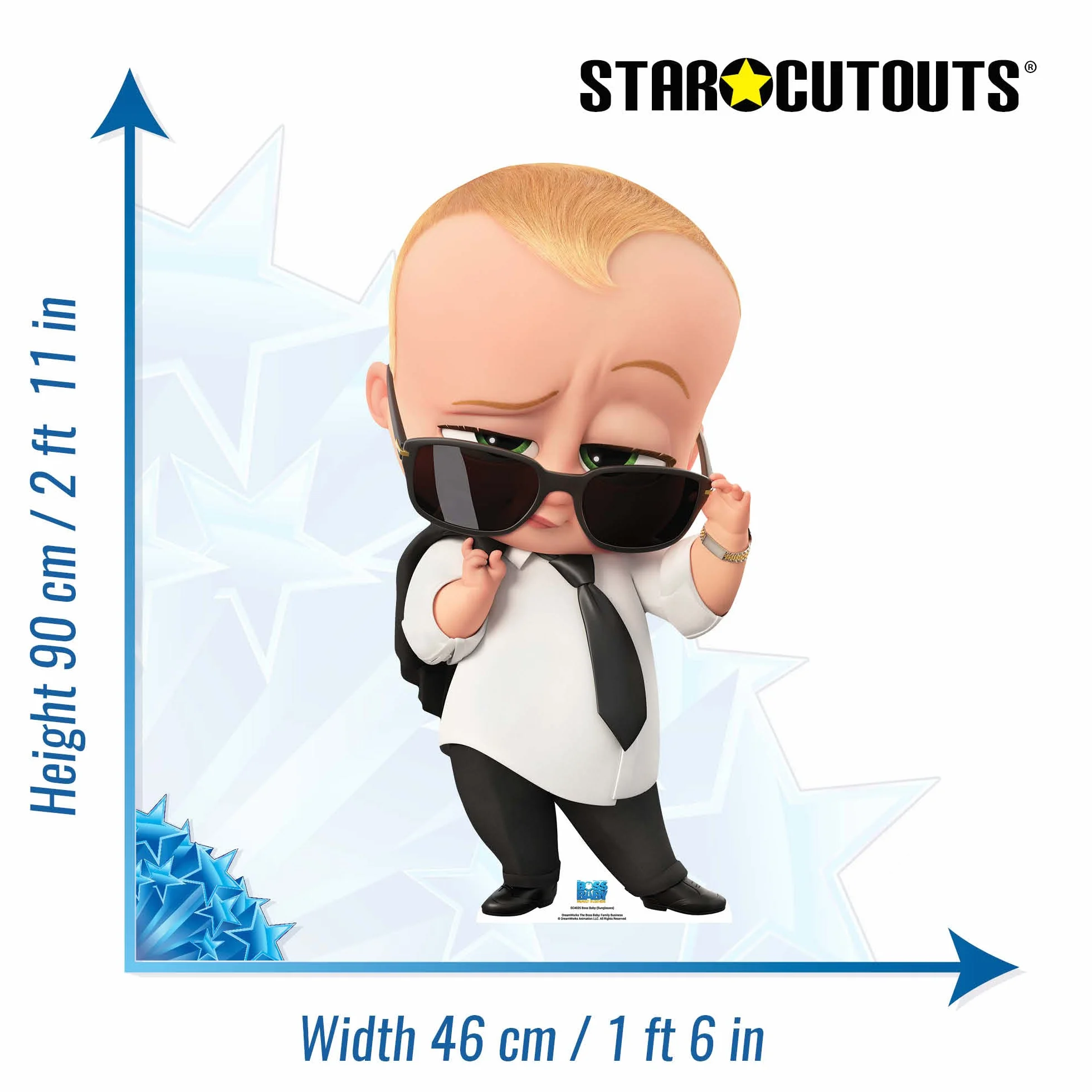 STAR CUTOUTS SC4035 Theodore Lindsey Ted Templeton Jr. Official Boss Baby Family Business Kartonowe wycięcie małe, niebieskie