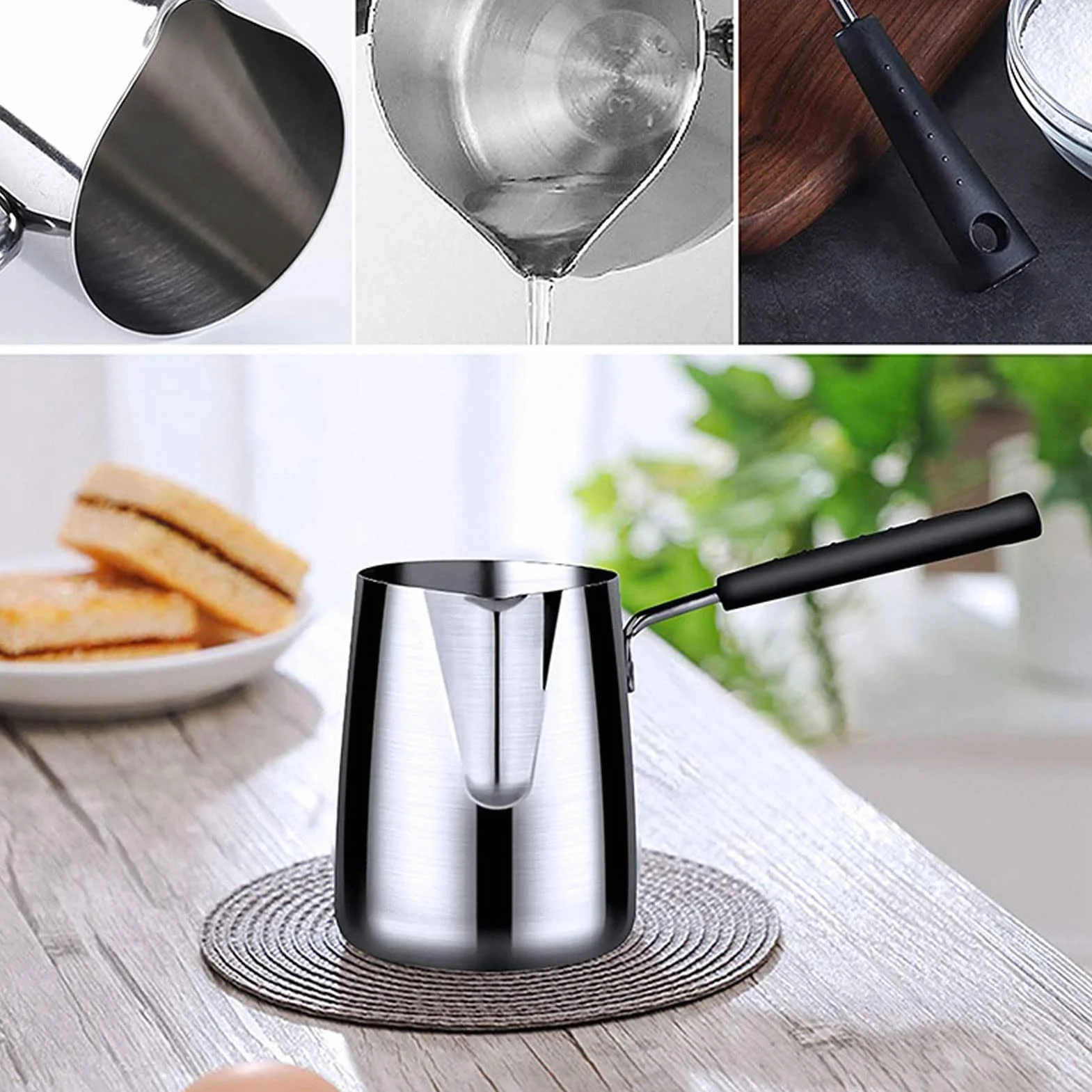 Turecki dzbanek do kawy Turecki dzbanek do kawy ze stali nierdzewnej Błyszcząca powierzchnia 600 ml do domowego biura Camping
