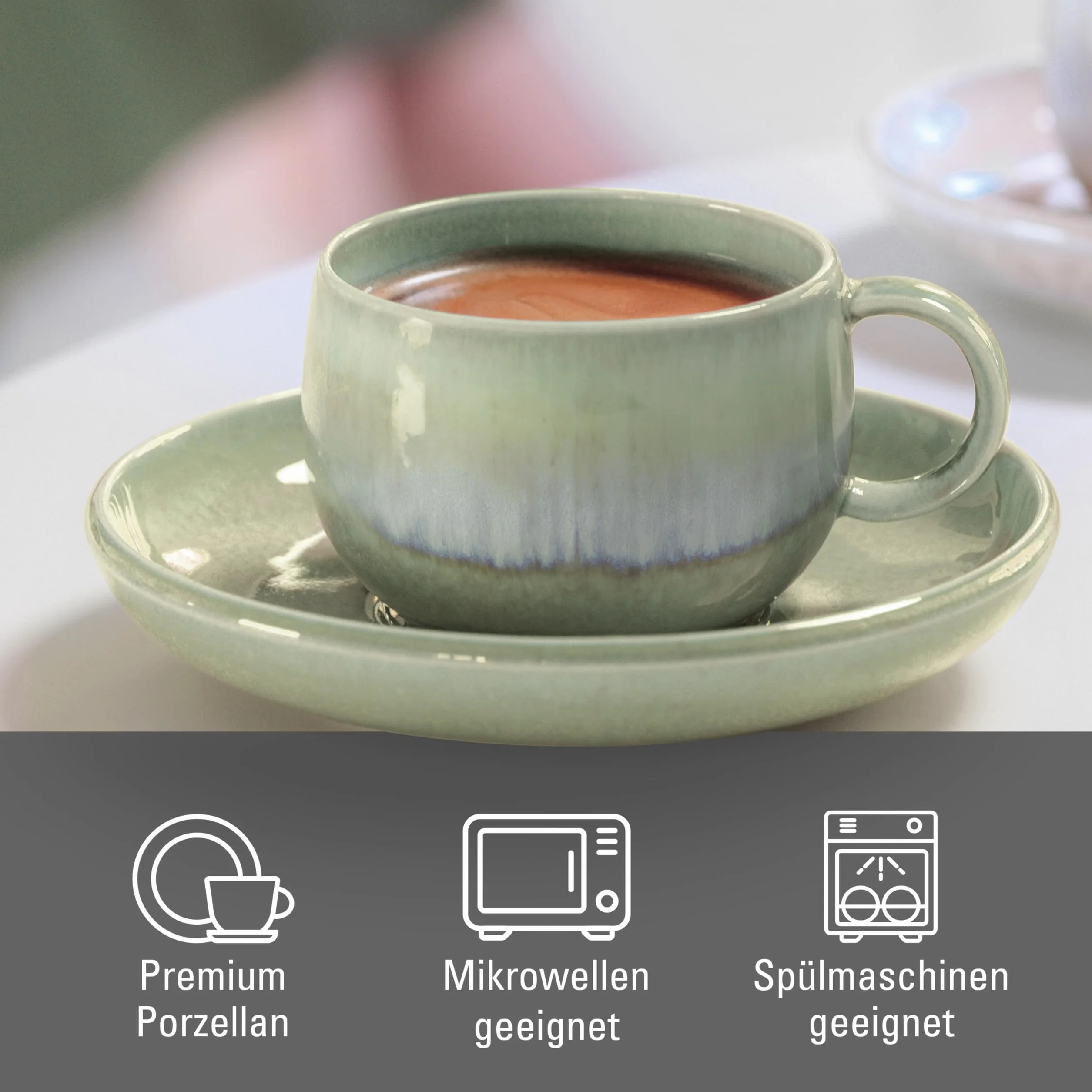 Villeroy & Boch Perlemor Alga Filiżanka do Espresso 60 ml Porcelana Premium Zielona