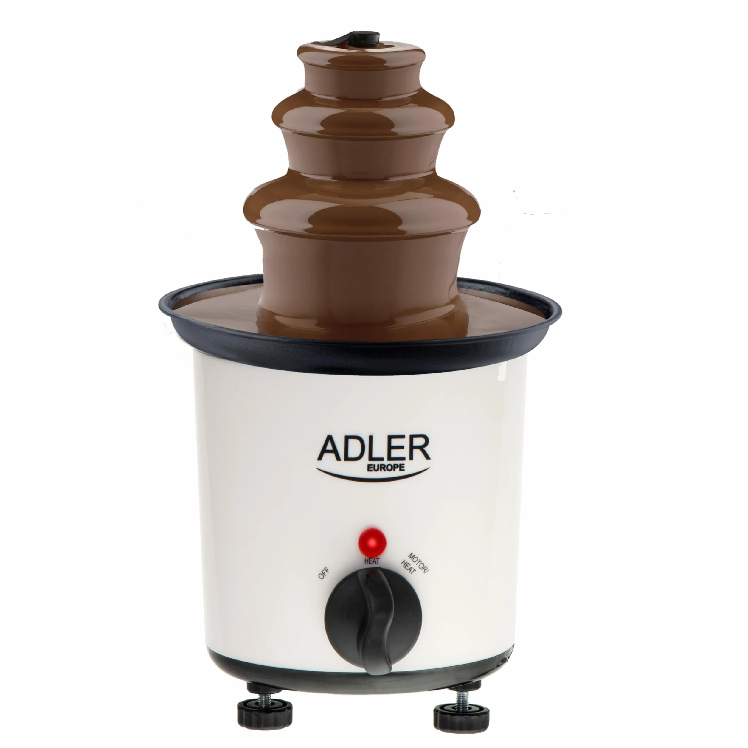 Adler AD 4487 Fontanna do Czekolady 200ml z Patyczkami, Moc 30W, Regulowane Podgrzewanie, Stabilna Konstrukcja, Kolor Biały
