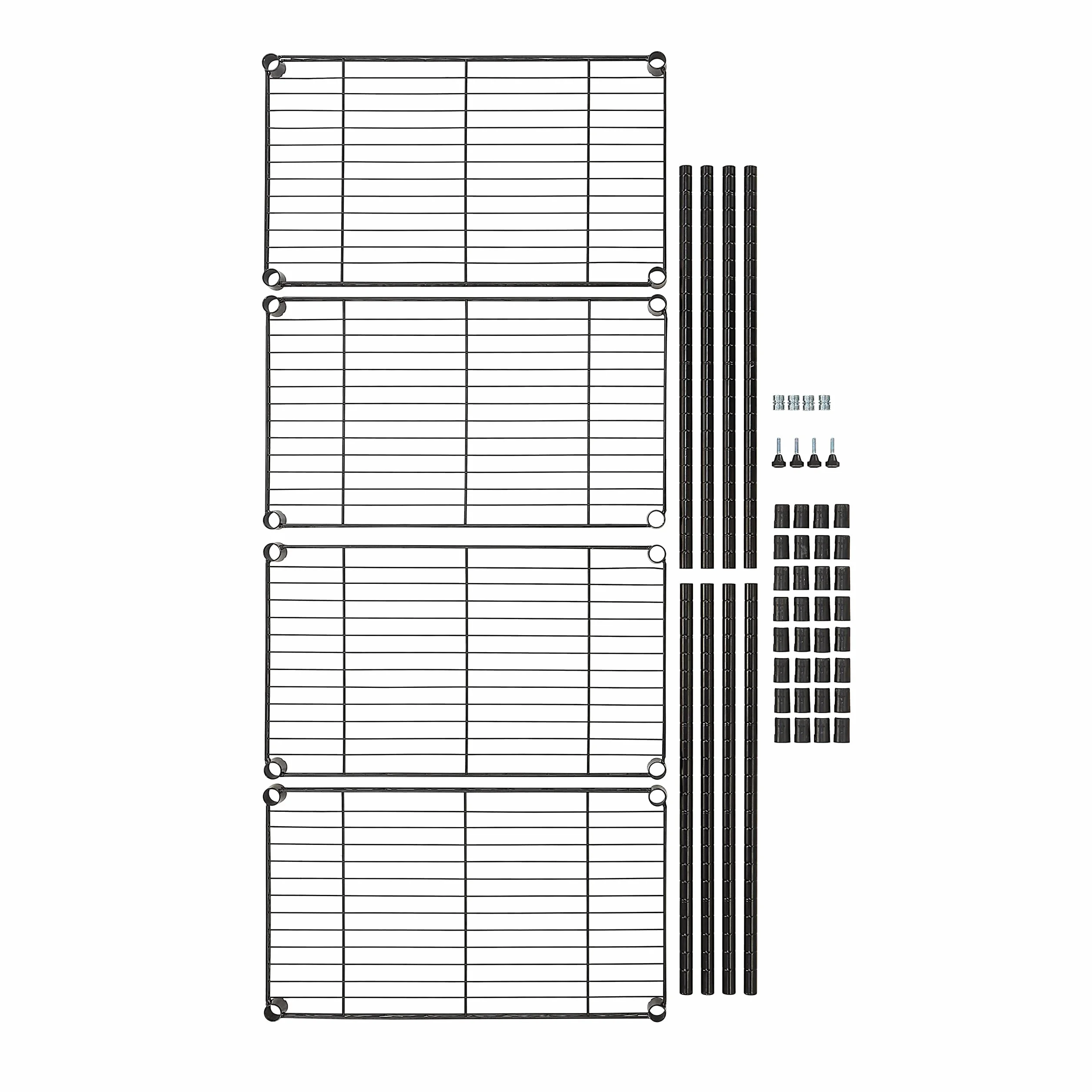 Amazon Basics Wąska szafka do przechowywania, z 4 półkami o regulowanej wysokości, z nóżkami poziomującymi, udźwig maksymalny 363 kg, 60,1 x 35,6 x 121,9 cm (gł. x szer. x wys.), czarna